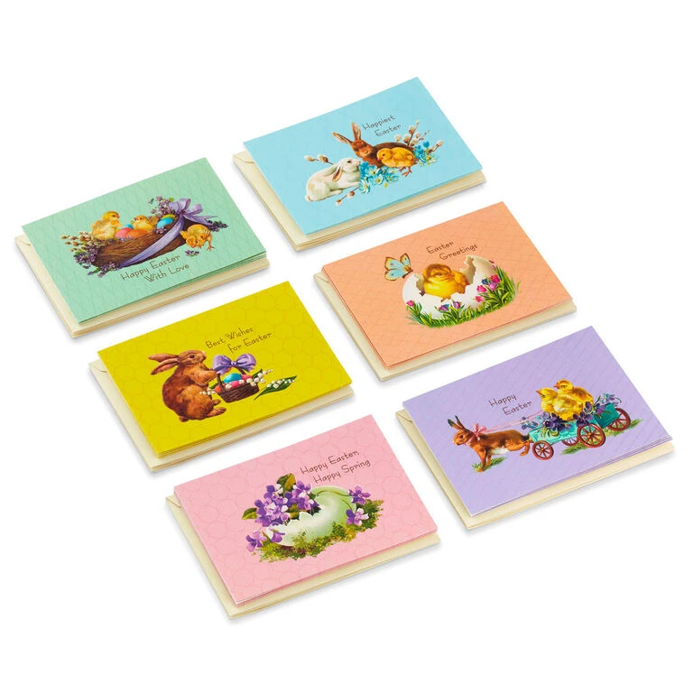 Hallmark Vintage Bunnies And Chicks Boxed Easter Cards, Pack Of 24 3 Hallmark Vintage Bunnies And Chicks Boxed Easter Cards, Pack Of 24