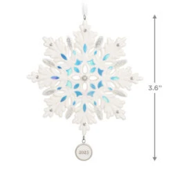 Hallmark Snowflake 2023 Porcelain Ornament -Fashion Accessories Store White Blue and Silver Snowflake Keepsake Ornament 1999QGO2957 03
