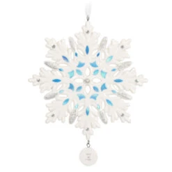Hallmark Snowflake 2023 Porcelain Ornament -Fashion Accessories Store White Blue and Silver Snowflake Keepsake Ornament 1999QGO2957 06