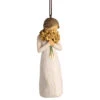 Willow Tree Warm Embrace Ornament, 4" -Fashion Accessories Store Willow Tree Girl Holding Yellow Flowers Figurine Ornament 28015 01
