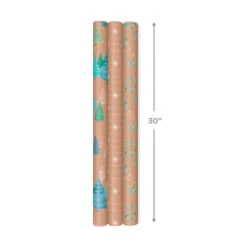 Hallmark Winter Nature Kraft Prints 3-Pack Christmas Wrapping Paper, 90 Sq. Ft. -Fashion Accessories Store Winter Nature 3Pack Christmas Wrapping Paper 5JXW1051 04